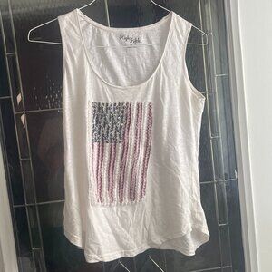 HIGH FIFTH Tank American Flag Embroidered Star Studs Heathered Sz M Womens